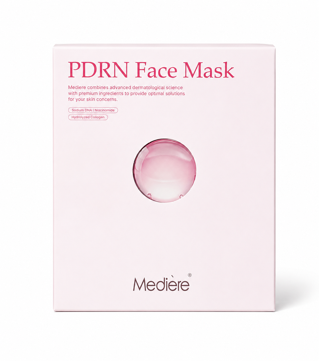 Mediere PDRN Face Mask in a light pink rectangular box on a white background.