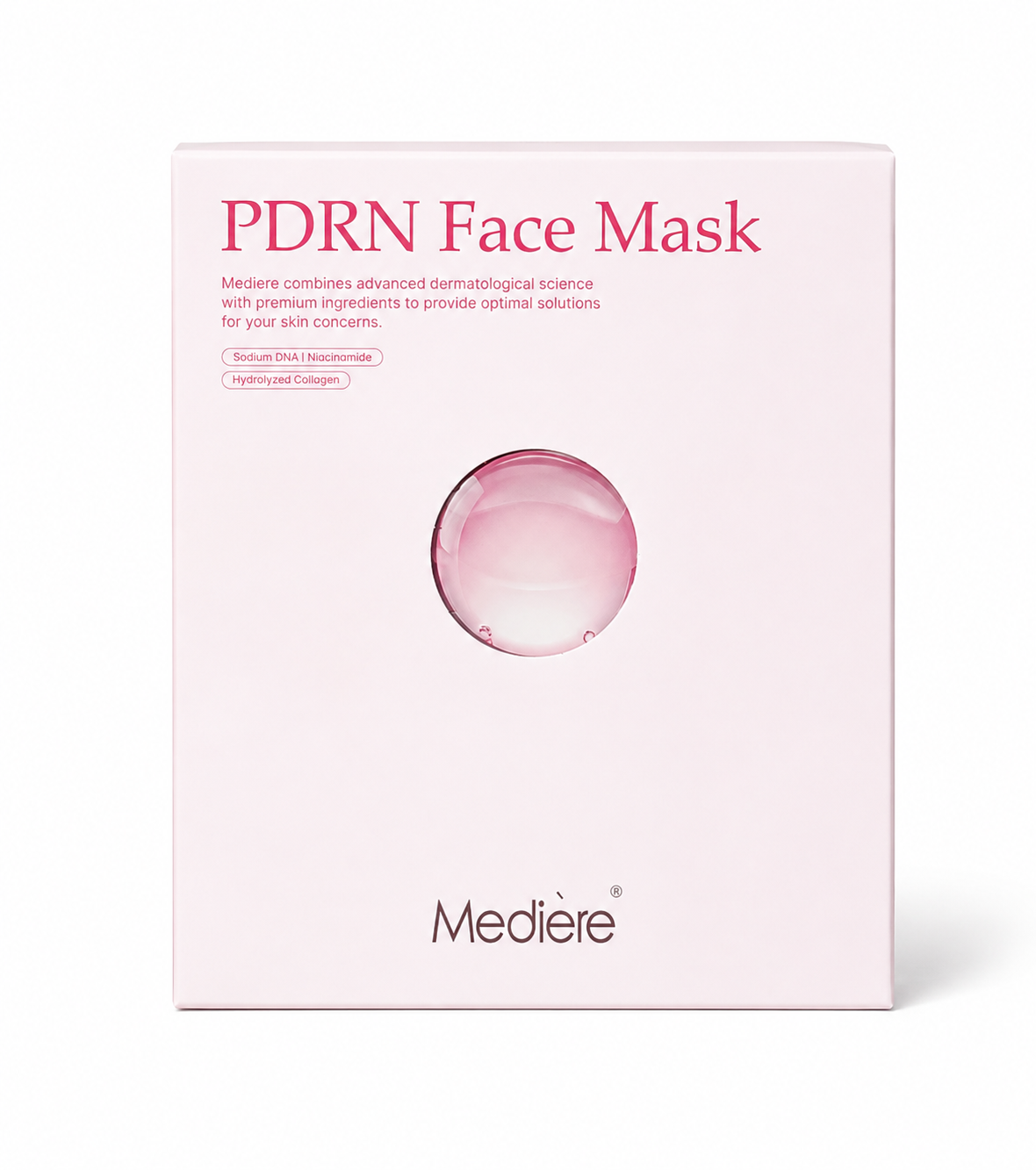Mediere PDRN Face Mask in a light pink rectangular box on a white background.