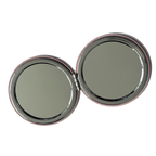 Compact mirror with two round reflective surfaces on a white background
