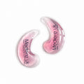 Two crescent-shaped pink eye masks in clear plastic packaging, Reusable Cooling Under-Eye Gel Pads
