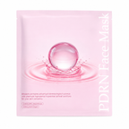 PDRN Face Mask featuring a graphic of a clear pink sphere with a water splash on a white background.
