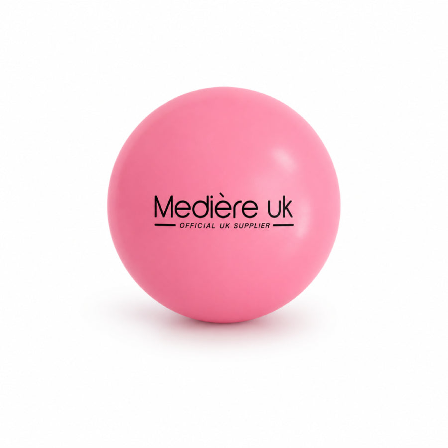 Pink stress ball with 'Mediere UK' logo on a white background